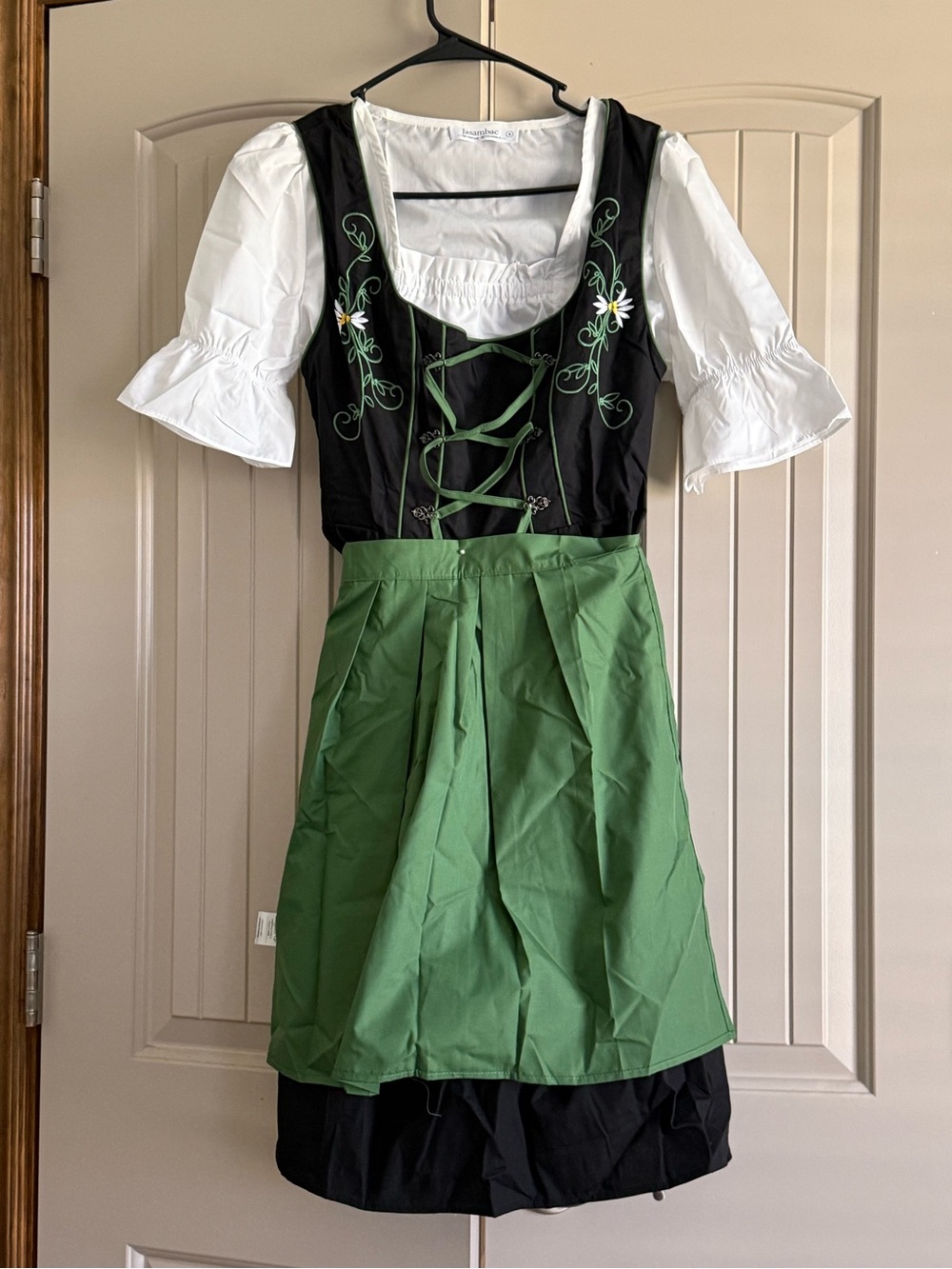 Traditional Green and Black Dirndl Skirt Set - Women